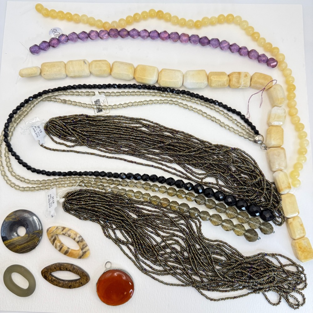 Mixed Jewelry Making Lot Natural Stone Pendants Seed Beads Earth Tones